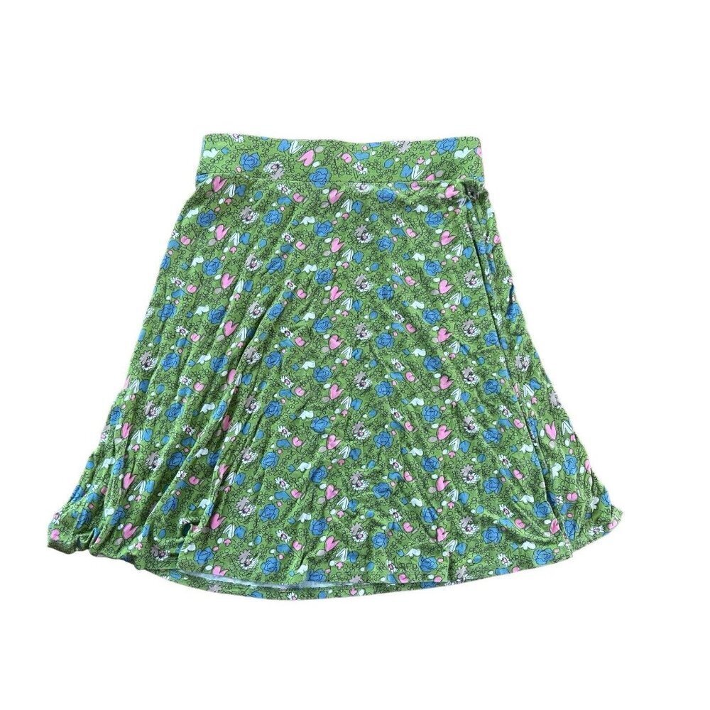 Boden Colorful Green Floral Pull-On‎ Knit Jersey Stretch Skirt Above Knee…